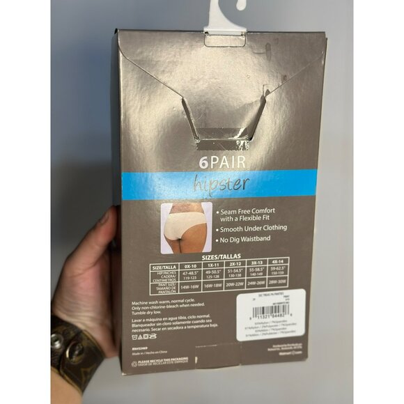 Secret Treasures 6-Pack Women’s Seamless Hipster Panties | 2X/12 Assorted Colors - Picture 3 of 3